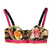 Dolce & Gabbana Silkeblandning Blommig Bustier Crop Top Multicolor, Da...