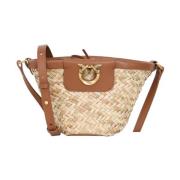 PINKO Sommar Bucketväska Naturläder Beige, Dam