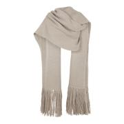 Cortana Beige Stickad Halsduk med Fransar Beige, Dam