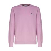 Lacoste Crew Neck Sweater med Ikoniskt Logotyp Pink, Herr