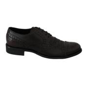 Dolce & Gabbana Brun Läder Brogue Klädsel Skor Black, Herr