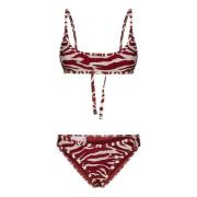 The Attico Zebra Print Bikini Badkläder Röd Multicolor, Dam