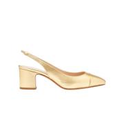 Scarosso Klassiska Miranda Gold Slingback Pumps Yellow, Dam