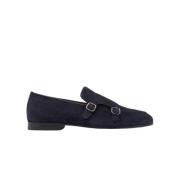 Scarosso Blå Mocka Monkstrap Loafers Blue, Herr