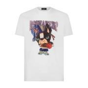 Dsquared2 Logo Print Bomull T-shirt, Vit White, Herr