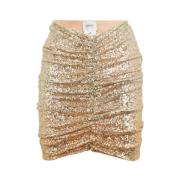 PINKO Guld Paljett Mini Kjol Rynkad Design Yellow, Dam