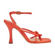 Pinko Orange Läder Vävd Sandal Stiletto Orange, Dam