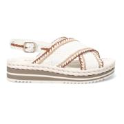 Pons Quintana Koppar Metall Plattform Sandal med Rep Effekt White, Dam