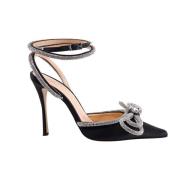 Mach & Mach Svarta Satin Slingback Pumps med Strass Black, Dam