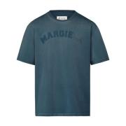 Maison Margiela Teal Blue Logo Patch T-Shirt Blue, Herr