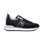 Paciotti Svarta Mocka Sneakers med Kontrastande Sula Black, Herr