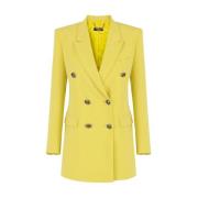 Elisabetta Franchi Gul Dubbelknäppt Crêpe Blazer Yellow, Dam