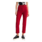 Desigual Bordeaux Plain Jeans Dragkedja Knappstängning Red, Dam