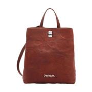 Desigual Brun dragkedja ryggsäck damväska Brown, Dam