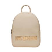 Love Moschino Ivory Syntetisk Ryggsäck med Guld Metall Detaljer Beige,...