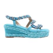 ALMA EN PENA Elegant Villach Sandal Wedges Blue, Dam