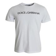 Dolce & Gabbana Vit Logo Print Crew Neck T-shirt White, Herr