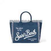 MC2 Saint Barth Canvas Vanity Tote med Fransar Blue, Dam