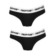 Philipp Plein Kvinnors Bomullsslip Bi-Pack Black, Dam