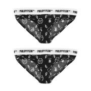 Philipp Plein Dam Bomullsslip Bi-Pack Black, Dam