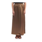 Herno Avslappnad Satin Kjol Brown, Dam