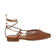 Hereu Brun Ballerina Flats med Ankelband Brown, Dam