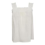 Co'Couture Randig Smock Strap Top Blus White, Dam