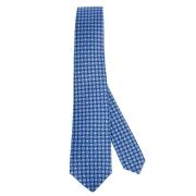 Kiton Handgjord Sidenslips - Sju Veck Blue, Herr