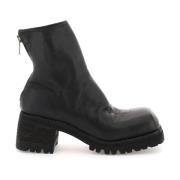 Guidi Vintage Läder Ankelboots med Fyrkantig Tå Black, Dam