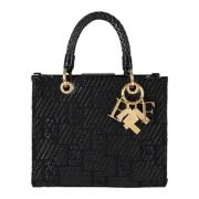 Elisabetta Franchi Axelväska Bomull Polyamid Bs27A42E2-110 Black, Dam