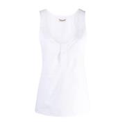 Saint Laurent Vit Bomull Poplin U-Hals Topp White, Dam