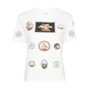 Giambattista Valli Rutigt Tryck T-shirt White, Dam