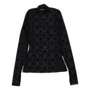 Marine Serre Monogram Flock High Neck Top Svart Black, Dam