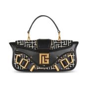 Balmain Blaze läder clutchväska med jacquard monogram Black, Dam