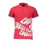 Cavalli Class Röd Polo Shirt med Logo Print Red, Herr