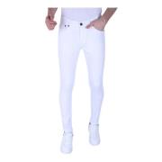 Local Fanatic Snygga Vita Herrjeans Slim Fit Stretch -1089 White, Herr