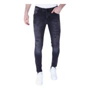 Local Fanatic Rippade Jeans För Män Slim Fit Med Stretch Black, Herr