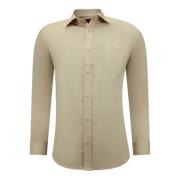 Gentile Bellini Icke-järn Satinskjorta Slim Fit Långärmad Herr Beige, ...