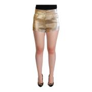 Dolce & Gabbana Guld Metallic Hot Pants Yellow, Dam