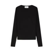 Sportmax Svart Jersey T-shirt Regular Fit Black, Dam