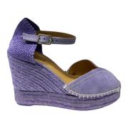 Castañer Lavendel Wedge Espadrilles med Cut-out Purple, Dam