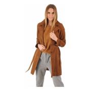 La Canadienne Sammet läder trench coat cognac Brown, Dam