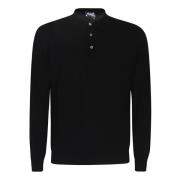 Drumohr Svart Finstickad Polosweatshirt Black, Herr