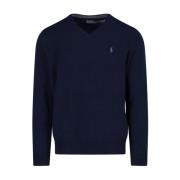 Ralph Lauren Modern V-ringad tröja för män Blue, Herr