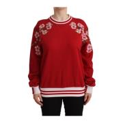 Dolce & Gabbana Röd Bomull Crewneck Pullover Sweater Red, Dam