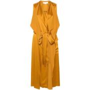 Victoria Beckham Crepe Effekt Wrap Klänning Orange, Dam