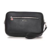 Kiton Läderpochette med dragkedjeficka Black, Herr