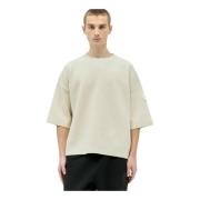 Moncler Ullstickad Logo Patch T-shirt Beige, Herr