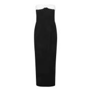 The New Arrivals Ilkyaz Ozel Svart Strapless Sheath Midi Klänning Blac...