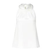 Hugo Boss Satin-Top med slipsdetalj White, Dam